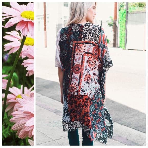 *LAST 2* Boho Patchwork Kimono in Red - Picture 8 of 8